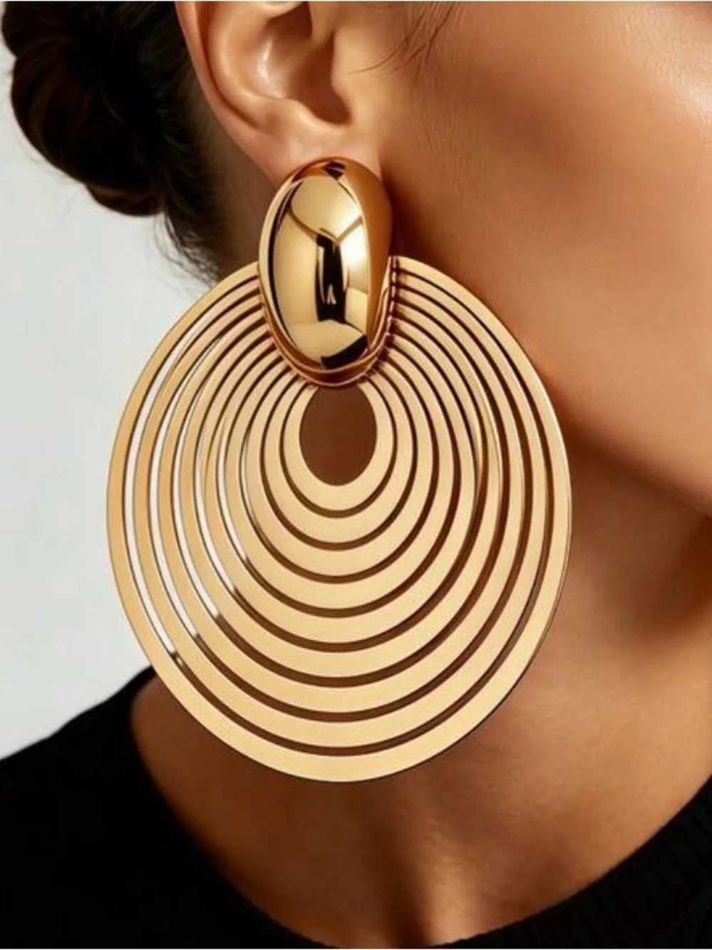 Gold Concentric Hoop Statement Earrings - Women's Jewelry